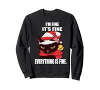 Angry Cat I'm Fine It's Fine Everything is Fine Christmas Sweatshirt