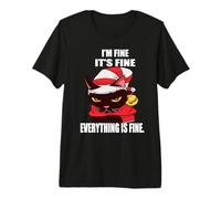Angry Cat I'm Fine It's Fine Everything is Fine Christmas T-Shirt Haut de Gamme