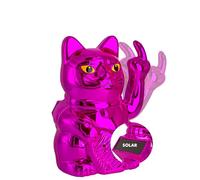 ANGRY CAT Mini Chat Porte-Bonheur Solaire fonctionnant avec Un Doigt d'honneur Amusant - Chat Japonais avec Doigt d'honneur - Figurine décoration - Pink métallisé, 10 cm
