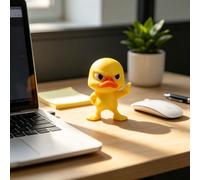 Angry Duck Figurine de canard en colère Jaune canard | Mini statue de canard jaune en caoutchouc pour décoration de bijoux, statue d'animal miniature détaillée pour bureau