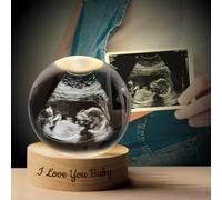 Angry Egg Boy Boule de cristal photo à ultrasons personnalisée avec base lumineuse LED, Cadre photo boule de cristal personnalisé avec photo et texte gravée, cadeau premier souvenir de bébé