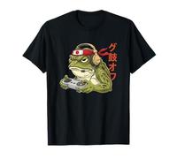Angry Frog Gamer Drapeau Japonais Bandana Rétro Controller Game T-Shirt