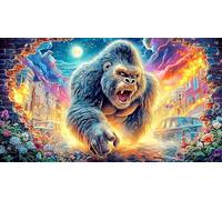 Angry-Gorilla-Breaking-Through-Wall Puzzle 1000 pièces Papier recyclé Extremement Difficile Jeu éducatif détente Idée Cadeau Parfaite 38x26/1000 pièces