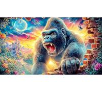 Angry-Gorilla-Breaking-Through-Wall Puzzle pour Adultes et Enfants 1000 pièces Papier recyclé Puzzle Jeux éducatifs pour activité Maison & Cadeau Amusant Idée Cadeau Parfaite 38x52/1000 pièces