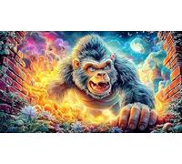 Angry Gorille Breaking Through Wall Puzzle 1000 pièces en Papier recyclé - Idée Cadeau Parfaite Activité à Domicile Stimulant pour Adultes 38x26/1000pcs