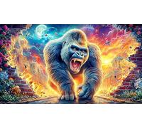 Angry Gorille Breaking Through Wall Puzzle 1000 pièces pour Adultes - Jeu Familial Amusant DéFi éduchatiF Difficile 75x50/1000pcs