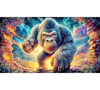 Angry Gorille Breaking Through Wall Puzzle pour Adultes 1000 pièces - Jeu éduchatiF & Détente Idée Cadeau Parfaite pour Adultes 38x26/1000pcs