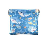 Angry Grand requin blanc bleu ciel mode femme petit porte-monnaie en cuir décoratif mini sac de maquillage pour hommes femmes voyage monederos pequenos de Mujer