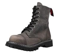 Angry ITCH - Bottes vintage en cuir gris armée gothique à 8 trous avec embout en acier EU 36-48, gris, 40 EU