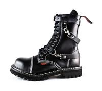 Angry ITCH Chaussures en cuir militaire 10 trous avec embout en acier EU36-48, Noir , 39 EU