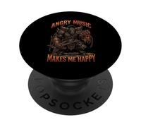 Angry Music Makes Me Happy Funny Metal Minotaure Demon PopSockets PopGrip Adhésif