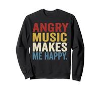 Angry Music Makes Me Happy Rock Music Lover Guitare rétro Sweatshirt