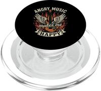 Angry Music Makes Me Happy Skull Rock Band Guitariste Punk PopSockets PopGrip pour MagSafe