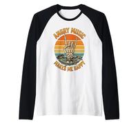 Angry Music Makes Me Happy Squelette rétro Rock on Manche Raglan