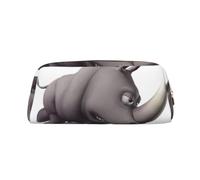 Angry Rhino Étui en cuir avec fermeture éclair pour stylos à bille et stylos à bille Motif rhinocéros, doré, Taille unique, Trousse de maquillage