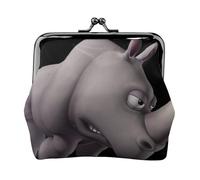 Angry Rhino Petit porte-monnaie léger avec impression rhinocéros pour les visites touristiques et les courses, Noir , Taille unique, Pochette à monnaie