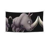 Angry Rhino Printing Bannière d'intérieur et d'extérieur avec 4 œillets métalliques pour créer une atmosphère festive