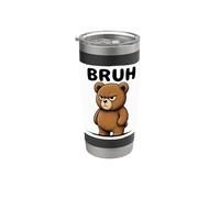 Angry Teddy Bear Bruh Funny Meme Humour Teddy Bear Lover Gobelet isotherme en acier inoxydable double paroi