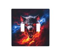 Angry Wolf Fantasy Art Double Gang Toggle Plaque murale Décoration d'interrupteur Taille standard - 11,4 x 11,4 cm