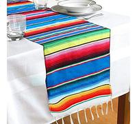 Angsen Lot de 2 chemins de Table mexicains 35,6 x 213,4 cm pour décoration de fête Mexicaine Mariage Frange Coton