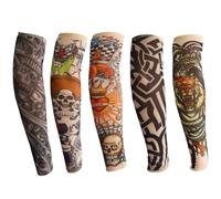 ANGTUO Manches de Tatouage pour Les Enfants 5 PCS Extérieure Protection UV Manches de Bras Élastique Nylon Temporaire Faux Tatouage pour Les garçons et Les Filles Multicolore