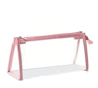 ANGTUUO Trousse transparente pour examens, trousse transparente de grande capacité, rose, Transparent
