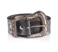 Angus Stoke Ceinture western en cuir de buffle - Ceinture de cowboy et western faite à la main pour homme et femme avec boucle de ceinture, ceinture en cuir gaufrée à la main Jeremy, Noir/doré rose