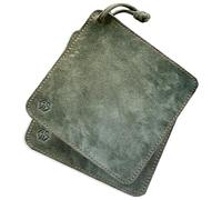 Angus Stoke Dessous de plat en cuir de buffle - Cuir véritable de haute qualité - Torchons de cuisine et dessous de plat en cuir faits main et résistants à la chaleur en cuir Fran (2 x Vert olive
