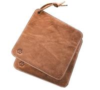 Angus Stoke Maniques en cuir de buffle - Cuir véritable de qualité supérieure - Torchons de cuisine et dessous de plat faits main et résistants à la chaleur en cuir Fran (2 x marron)