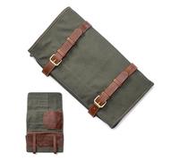 Angus Stoke Marc Sac à Couteaux XXL - 16 Compartiments, Espace de Rangement - Multifonction & Outils en Toile et Cuir - à Roulettes, Vert Olive