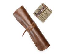 Angus Stoke Nate Sac à couteaux de chef en cuir véritable - Grand rouleau pour couteau de chef - Sac à couteaux pour cuisiniers - Sac de cuisine Nate, marron, Sac à couteaux enroulable