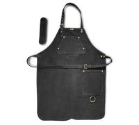 Angus Stoke Tablier de barbecue en cuir de buffle original - Pour homme et femme - Noir - Tablier de cuisine Henry, Noir , taille unique