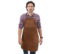 Angus Stoke Tablier en cuir de qualité supérieure - tablier de barbecue en cuir intégral - tablier en cuir vintage coupé une fois - BBQ & Cuisine - Stan (L-XL)