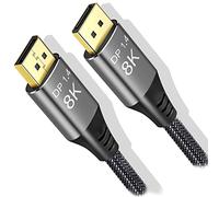 Angusplay 8K Cable DisplayPort 1.4 0.5m, 5m 1.5m 3m 7m 10m, Ultra HD résolution HBR3(7680x4320) 8K 60Hz, 4K 144Hz, Haute Vitesse 32,4Gbit/s, Flexible Long Câble DP vers DP 1.4/1.2 Tressé en Nylon