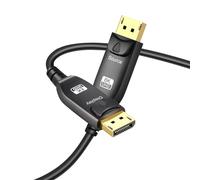 Angusplay Câble DisplayPort en fibre optique 8K 1,4 50 pieds/15 m, Ultra HD 4K 144 Hz, 8K 60 Hz HBR3, haut débit 32,4 Gbit/s, fin et flexible, long câble en cuivre DP Display Port 1.4 1.2