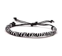 ANGYANG Bracelet Tissé,Blanc Noir Corde Tissé À La Main Chinois Escalier Noeud Réglable Bracelets À Breloques Bijoux Bohème Cadeau D'Amitié Chanceux pour Hommes Femmes Couples Garçon Fille