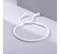 ANGYANG Bracelet Tissé,Fil De Nylon Blanc Tissé À La Main Noeuds Bouddhistes Tibétains Bracelets À Breloques Réglables Cadeau D'Amitié Chanceux pour Garçon Fille Couples Hommes Femmes