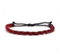 ANGYANG Bracelet Tissé,Rouge Noir Corde À La Main Tissé Chinois Escalier Noeud Réglable Bracelets À Breloques Bijoux Bohème Cadeau D'Amitié Chanceux pour Hommes Femmes Couples Garçon Fille