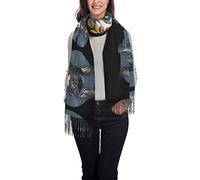 ANGYANG Écharpe Chaude, Bouledogue Français, Grandes Châles Doux au Toucher Cachemire pour Femmes Wraps Étole Légère 192x75 cm