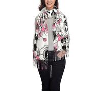 ANGYANG Écharpe chaude, tête de mort, grandes châles doux au toucher cachemire pour femmes, étole légère 192x75 cm