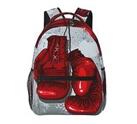 ANGYANG Sac à dos décontracté Gants de boxe rouges Cartable classique Sac d'école résistant à l'eau Sac à dos décontracté avec poches latérales