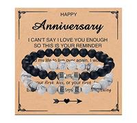 Angyape Traintough Bracelet avec haltère pour homme, perles en pierre de lave naturelle noire, bracelet chapelet élastique personnalisé, cadeau de gym, bijoux pour femme, Argent, Sans pierre précieuse