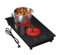 ANHANE Plaque Vitrocéramique 2 Feux, Encastrable Rechaud Électrique 3000W | 220V Plaque de Cuisson Électrique Portable, Commande Tactile, Minuterie 99min, 9 Niveaux, Sécurité Enfant, Arrêt automatique