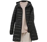 ANHATUIV Doudoune légère matelassée pour femme - Doudoune mi-longue - Coupe ajustée - Manteau d'hiver chaud avec poches - Grande taille - Doudoune à plumes pour femme, a noir, 4XL