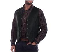 ANHATUIV Gilet en similicuir pour homme, steampunk, grande taille, gilet en cuir PU, style occidental, cowboy, rétro, gilet boutonné, gilet de moto, gilet médiéval, 01 Noir, XL
