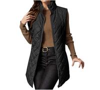 ANHATUIV Gilet matelassé pour femme - Gilet matelassé sans manches - Veste d'hiver chaude à col montant - Veste chaude et épaisse - Manteau rembourré pour femme, Noir , XXL