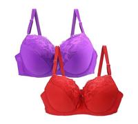 ANHATUIV Lot de 2 soutiens-gorge en dentelle sans armatures pour femme - Grande taille - Rembourrés - Soutien-gorge push-up - Soutien-gorge push-up sans couture - Col en V - Lingerie à couverture