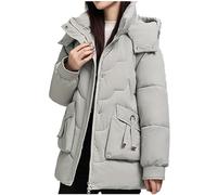ANHATUIV Manteau d'hiver pour femme - Doudoune à manches longues - Veste matelassée matelassée - Grande taille - Manteau d'hiver chaud avec poches à capuche, A33-Gris, 4XL