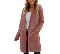 ANHATUIV Trench pour femme - Veste en laine avec poches - Col à revers - Coupe-vent - Long cardigan tendance - Veste en tricot habillée - Blazer élégant - Veste matelassée d'entraînement, Orange 15, S