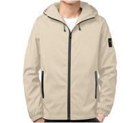 ANHATUIV Veste imperméable légère et coupe-vent à capuche pour homme - Couleur unie - Manches longues - Coupe-vent pour le camping, la pêche, la course à pied, le cyclisme, A01-beige, 4XL